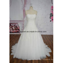 Preço de fábrica Strapless Beading Lace Marfim vestido de noiva L1293